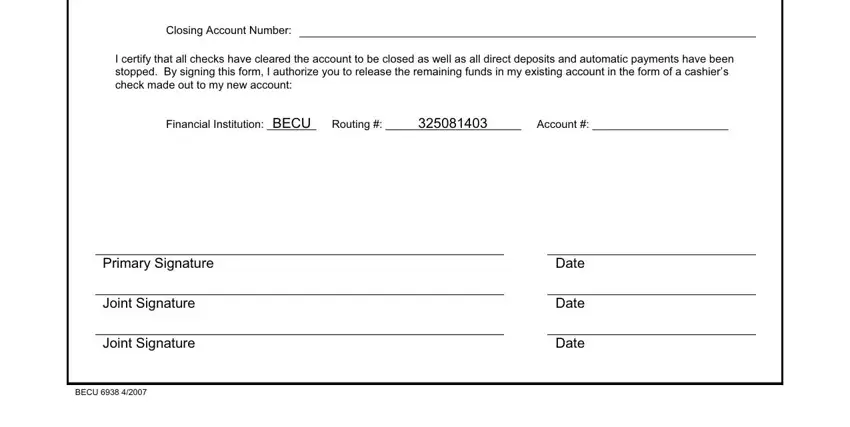 Filling in section 2 of Form Becu 6938