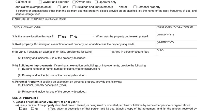 Claimant is and claims exemption, Owner only Buildings and, and Operator only in propertys