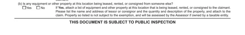 THIS DOCUMENT IS SUBJECT TO PUBLIC, If Yes attach a list of equipment, and If Yes attach a description of in propertys