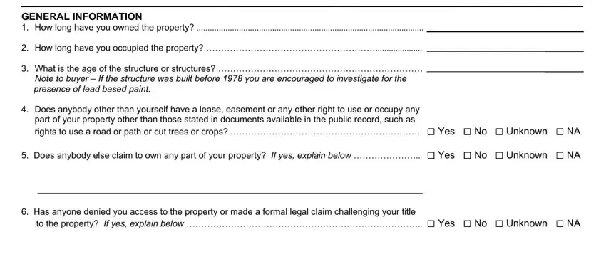 Completing section 2 in property disclosure form nys