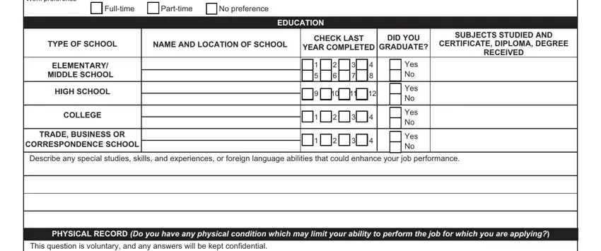Part number 2 of completing master job application state form 48245