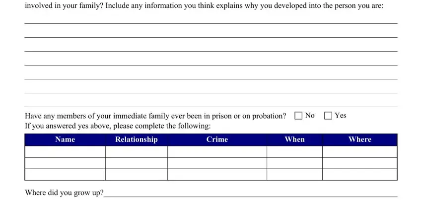 When, Relationship, and Where did you grow up of presentence investigation report questionnaire