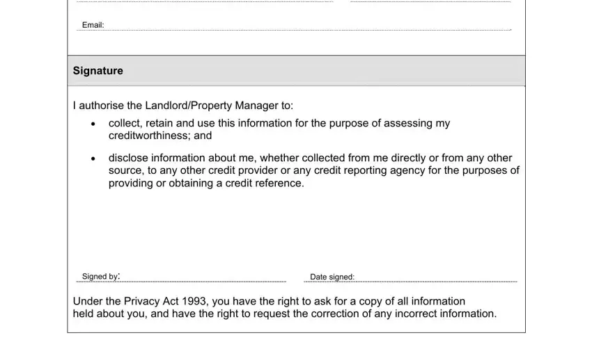 Writing section 4 in nz pre tenancy form