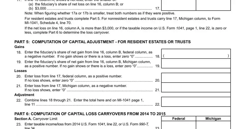 Filling in section 4 in Form Mi 1041D