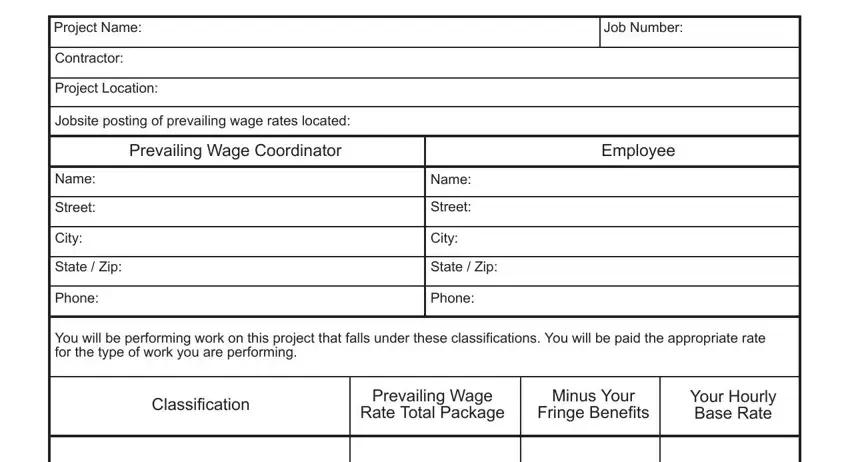 How one can fill in ohio prevailing wage form fillable step 1