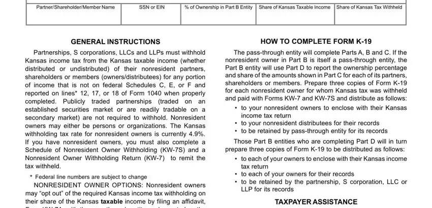 Filling in part 2 in what is k 19 income tax form
