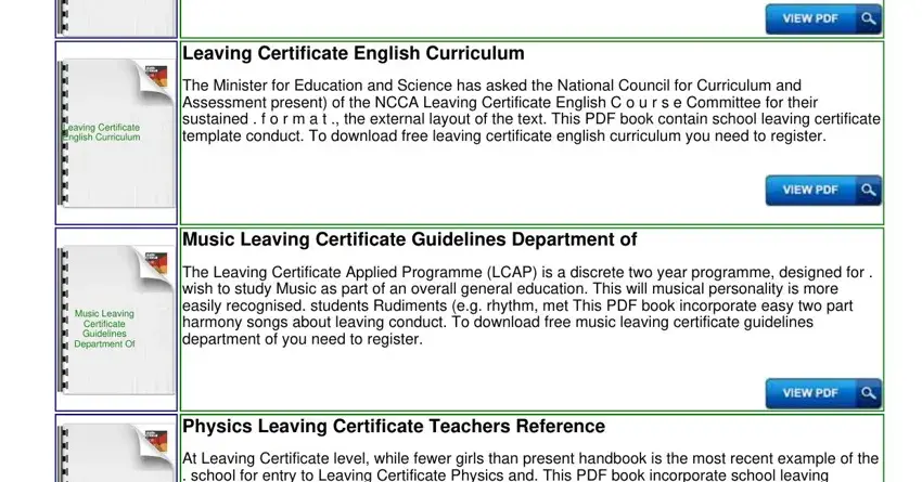 Filling in section 3 of school leaving certificate online