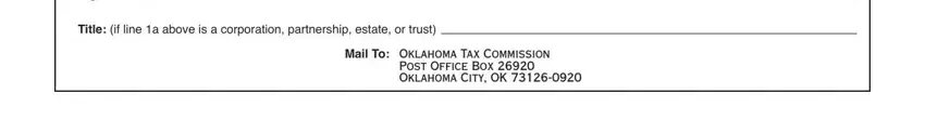 Title if line a above is a, Post Ofice Box  Oklahoma City OK, and Mail To Oklahoma Tax Commission in Form Bt 199