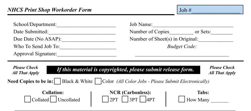 How to complete print shop order form part 1