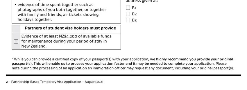 Stage # 2 for filling out partnership work visa nz form