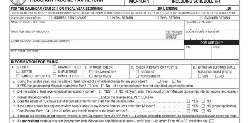 Guidelines on how to fill out Form Mo 1041 part 1