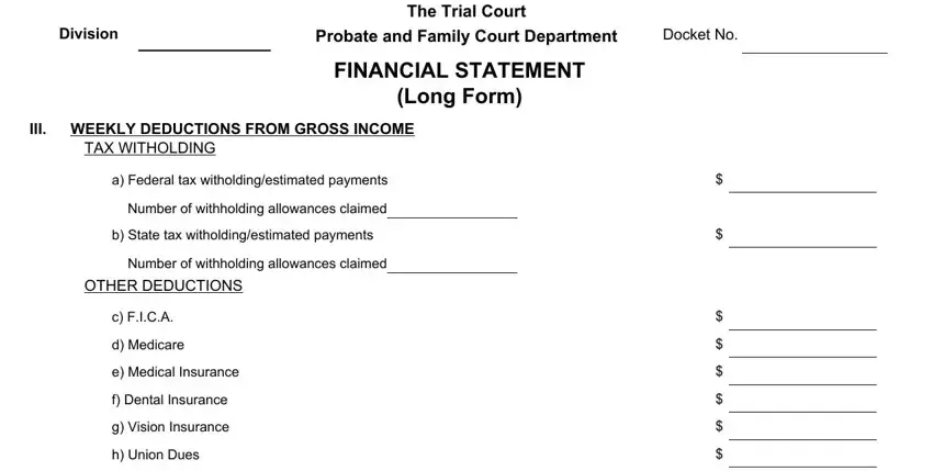Probate and Family Court Department, III, and Number of withholding allowances in massachusetts trial statement