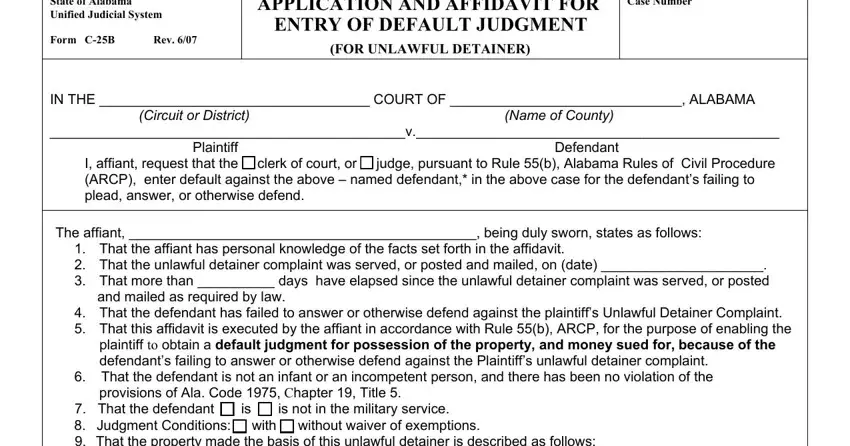 How to complete state of alabama unified judicial system form c 25b step 1