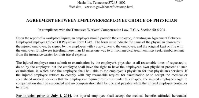 Filling in section 1 of panel tennessee must get