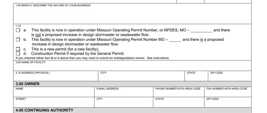 Stage # 1 in filling in Form Mo 780 0795