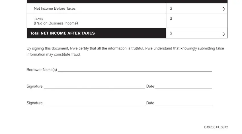 Filling out section 5 in profit and loss statement forms