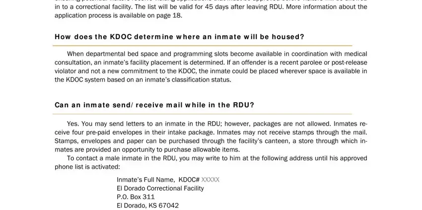Stage no. 5 for filling in kansas dept of corrections visitation forms