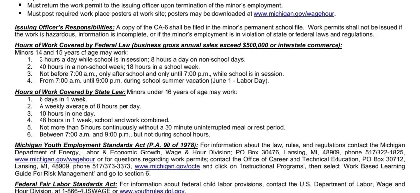 Filling in section 4 in ca 6 work permit