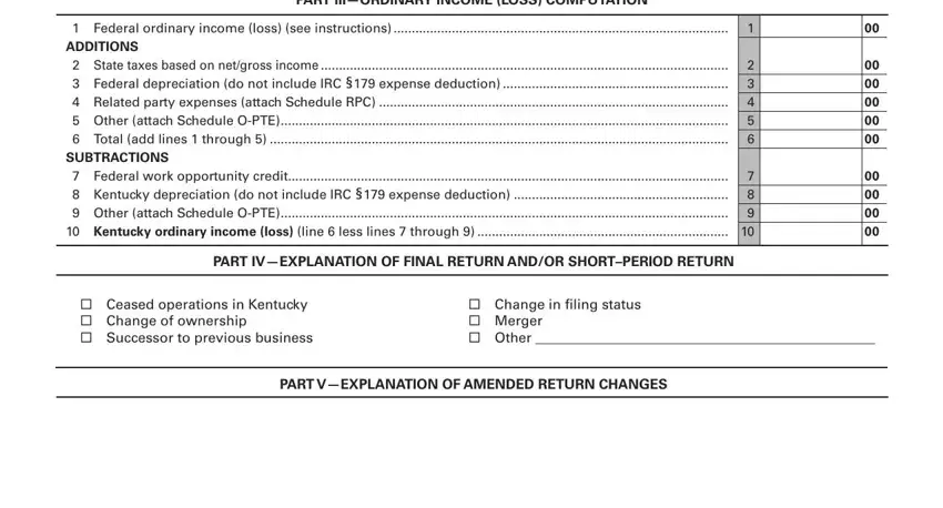Change in ﬁling status  Merger, PART VEXPLANATION OF AMENDED, and Federal ordinary income loss see of kentucky 720s