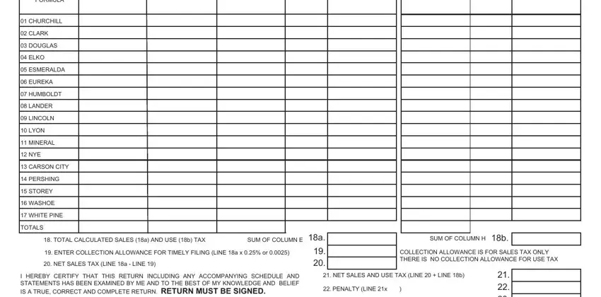 CLARK, COLUMN A, and ESMERALDA of sales and use tax nevada