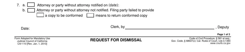 request for dismissal small claims writing process outlined (stage 3)
