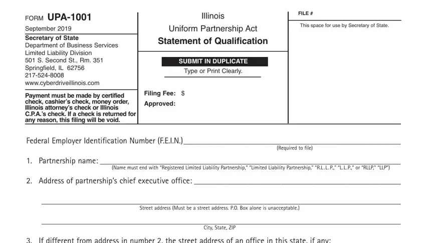 A way to fill out illinois partnership act form portion 1