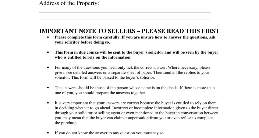 The way to fill in property information form edition step 1