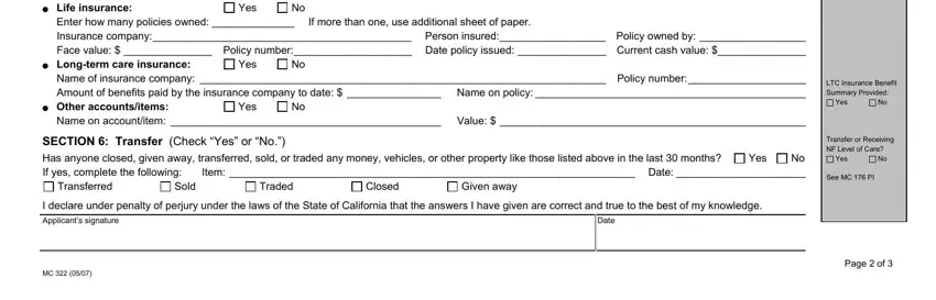 Part # 4 in filling in what is mc322 property supplemental form