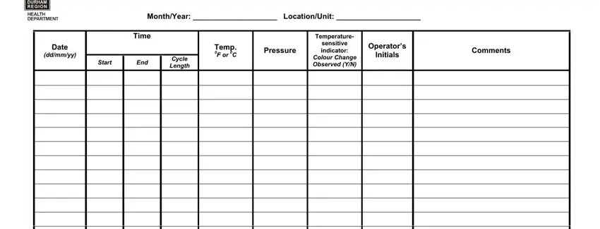 Part # 1 for filling in autoclave log sheet templates