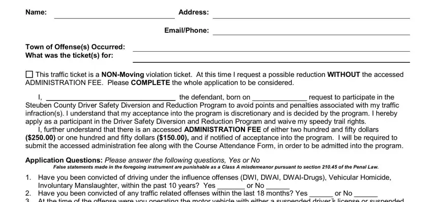 Ways to fill in Steuben County Driver Diversion Program Form stage 2