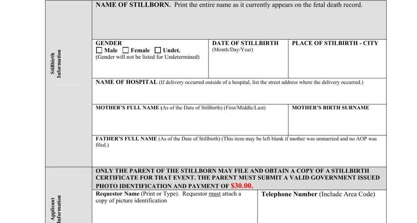 Completing part 1 in pennsylvania stillborn death certificate form