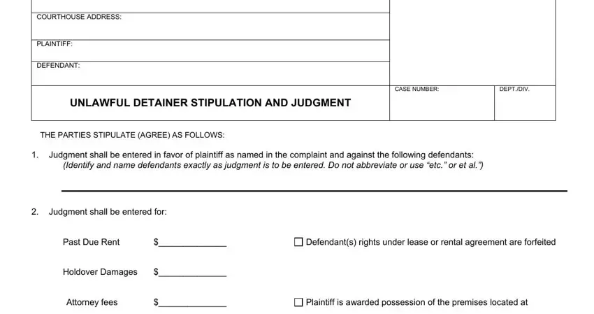 Step # 1 of filling out los angeles superior court forms unlawful detainer
