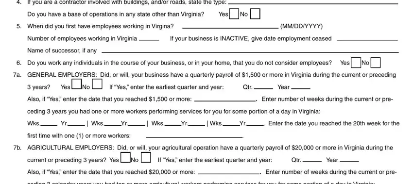 Filling out section 2 in virginia vec form form