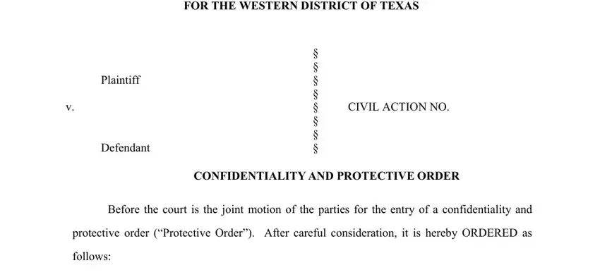 Completing part 1 in texas protective order form