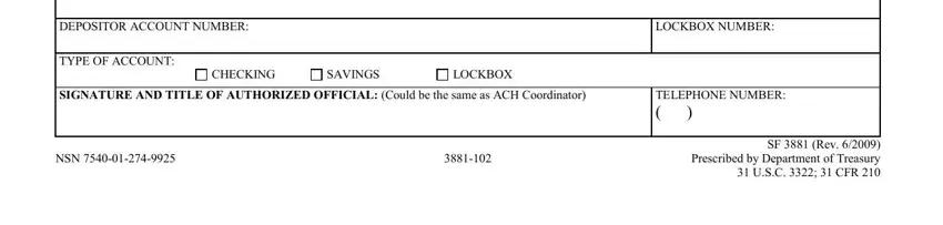 LOCKBOX, USC   CFR, and TELEPHONE NUMBER of standard form 3881
