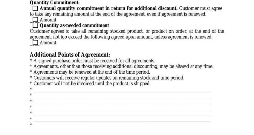 stocking program agreement Check the agreement options listed, and Additional Points of Agreement  A blanks to fill out