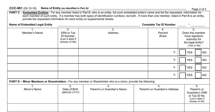 Yes or No, Address, and Complete Tax ID Number of usda form information