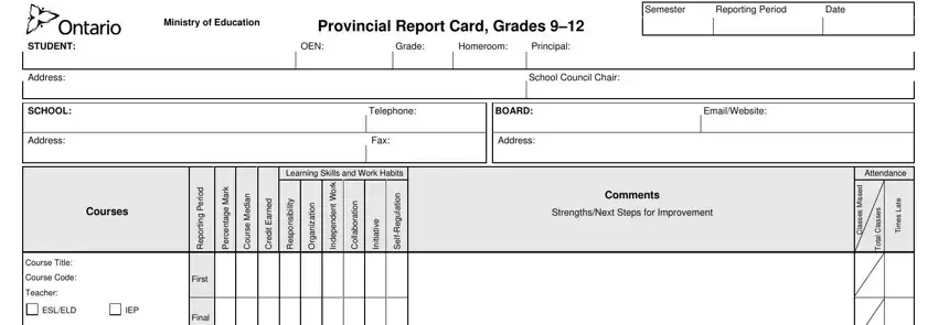 Guidelines on how to fill in report card template portion 1