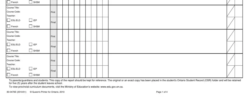 Part no. 2 in filling out report card template