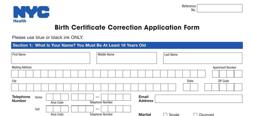 Filling in part 2 of new york correcting birth certificate