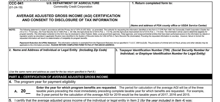 Part no. 1 of filling in form department ccc online