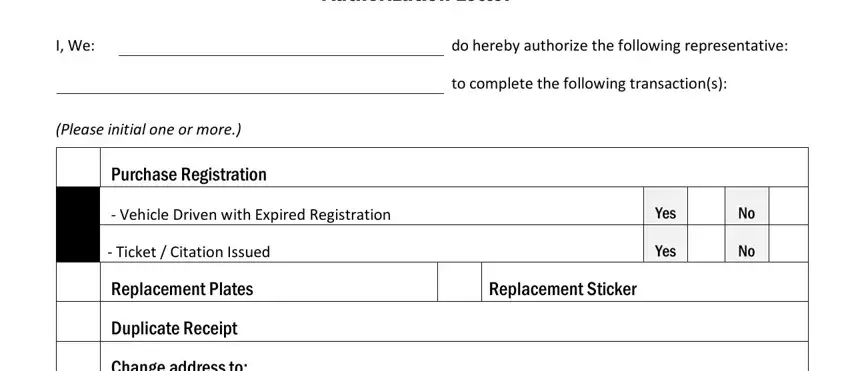 Filling in segment 1 of form authorization letter