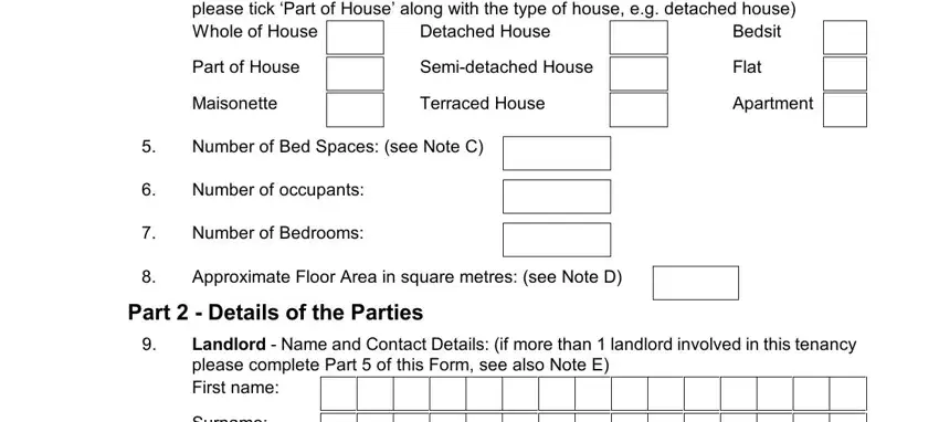 Writing segment 2 of tenancy registration form