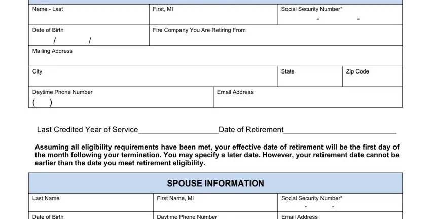 Stage # 1 for filling out VFCA