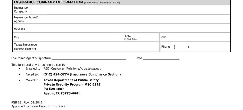 Texas I nsurance License Number, ZI P, and I nsurance Company inside MSC