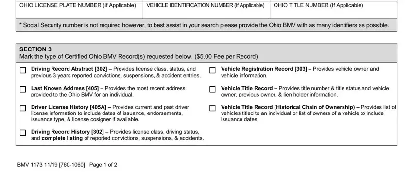 Driving Record Abstract   Provides, owner previous owner  lien holder, and Driver License History A  Provides in bmv form 1173