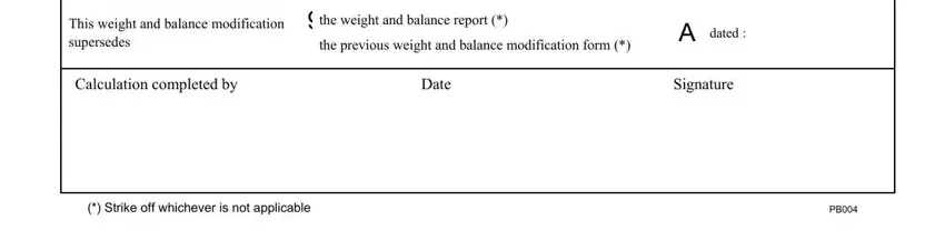 This weight and balance, A dated, and Signature in blank weight and balance form
