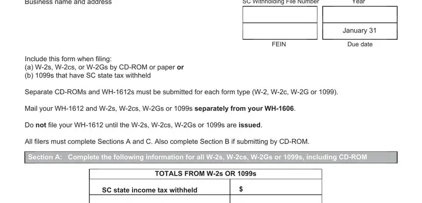 Tips to fill in sc dor form 1612 portion 1