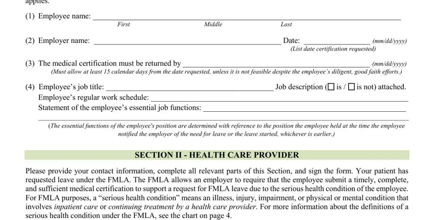 Filling in segment 1 in certification health care provider