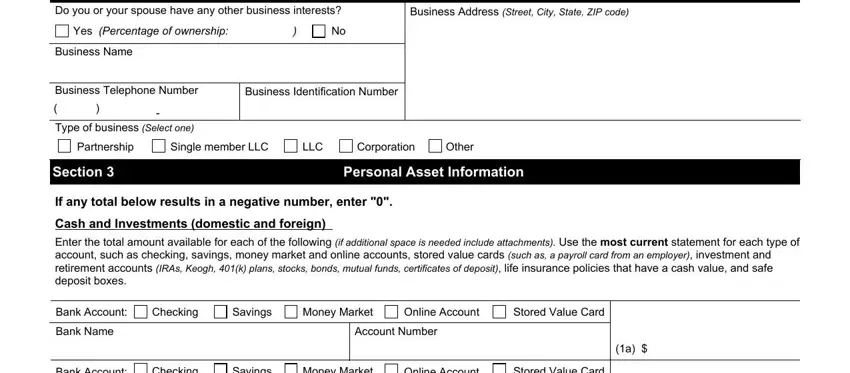 Section, If any total below results in a, and Personal Asset Information in cd 14b form